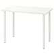 LINNMON white desk: adjustable legs, rectangular, minimalist design.