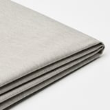 Folded light gray fabric, neatly stacked, showcasing smooth texture and quality.
