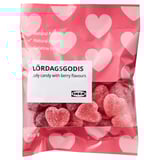 Heart-shaped berry jelly candy, 100g, natural flavors and colors, gelatin-free by IKEA.