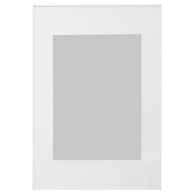 White LOMVIKEN photo frame with thin metal edge, square design, front plastic protection.
