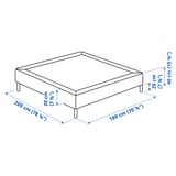 LYNGÖR Slatted mattress base, incl leg/dark grey, 180x200 cm