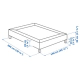 LYNGÖR Spring mattress base, incl leg/dark grey, 140x200 cm