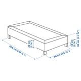 LYNGÖR Spring mattress base, incl leg/dark grey, 90x200 cm