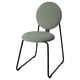Modern MÅNHULT chair, round seat and back, green fabric, black metal legs.