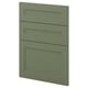 Three green kitchen cabinet drawers, sleek and modern design, recycled plastic front.