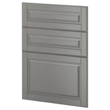 Modern gray METOD kitchen drawers with beveled edges.