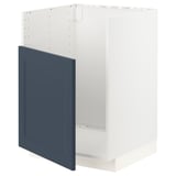 METOD kitchen unit, blue axstad door, modern, white frame.