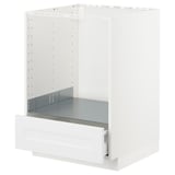 White METOD kitchen cabinet, single partially open drawer, rectangular, metal & particleboard.