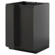 Black modern kitchen cabinet, rectangular with glossy finish and sleek handle.