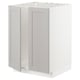 This image shows an ikea METOD kitchen cabinet in light grey with beveled edges, framed design, and made from birch and particleboard.