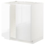 White METOD kitchen cabinet with modern glossy finish.