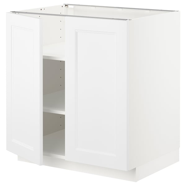 White METOD kitchen cabinet, rectangular, two-door design, sturdy frame, modern style.