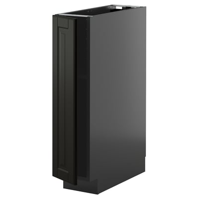 Black METOD kitchen cabinet, sleek design with beveled edges, rectangular, modern.