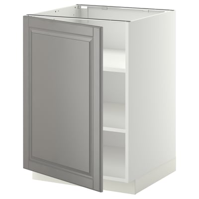METOD kitchen cabinet in white and grey with beveled edges, square shape, and single door.