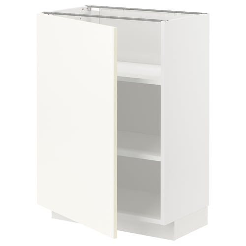 White METOD kitchen cabinet with open shelves, modern design.