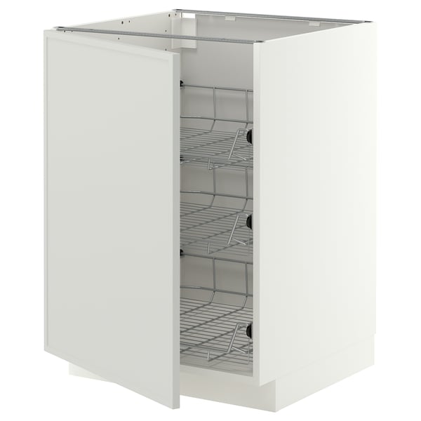 METOD Base cabinet with wire baskets, white/Aspudden light grey, 60x60 cm