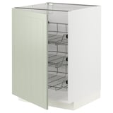 METOD kitchen cabinet in green with pull-out wire shelves.