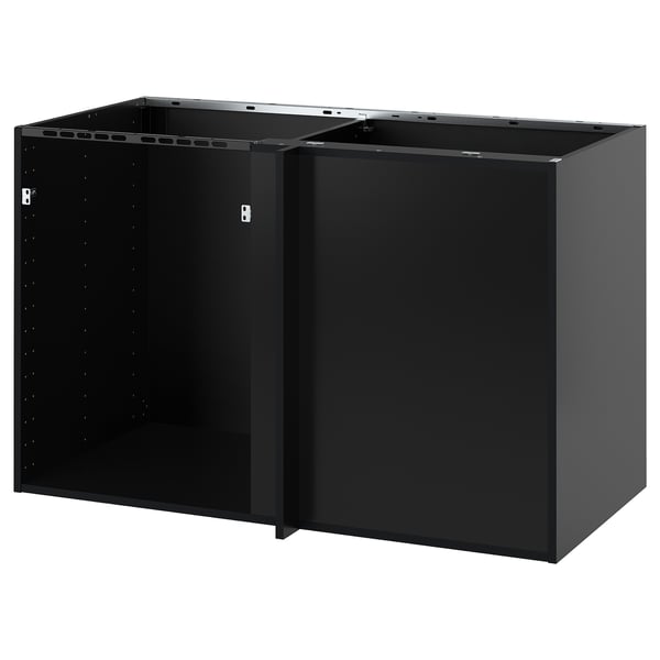 Black METOD kitchen cabinet, square-shaped with adjustable shelves.