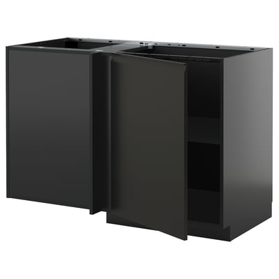 METOD kitchen unit: matte black; modern, square design with integrated handles.