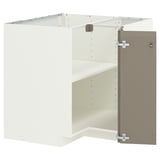 METOD Corner base cabinet with shelf, white/Upplöv matt dark beige, 88x88 cm