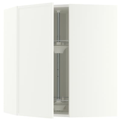 METOD Corner wall cabinet with carousel, white/Aspudden matt white, 68x80 cm
