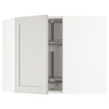 METOD kitchen cabinet - grey with glass shelf, adjustable, beveled edges.