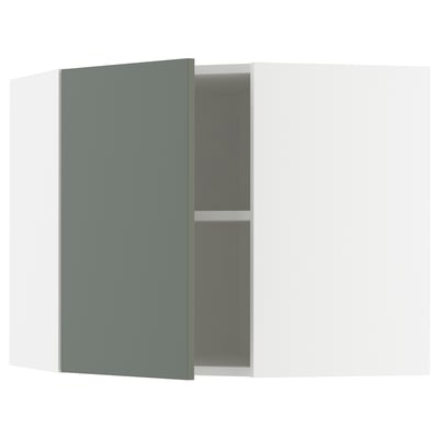 Grey-green METOD cabinet, partially open, with one shelf.