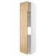 White METOD kitchen cabinet with light wood doors, two shelves.