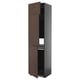 Brown oak kitchen cabinet, tall, modern.