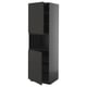 METOD tall kitchen cabinet in matte black with adjustable shelves.