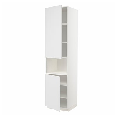 White METOD kitchen cabinet with adjustable shelves, sleek design.