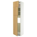 METOD High cab for fridge with 3 doors, white/Sinarp oak veneer, 60x60x240 cm