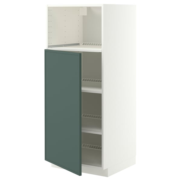 METOD High cabinet f built-in appliances, white/Aspudden dark grey-green, 60x60x140 cm