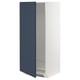 Blue side-by-side fridge panel. White cabinet, slim design with adjustable shelf.