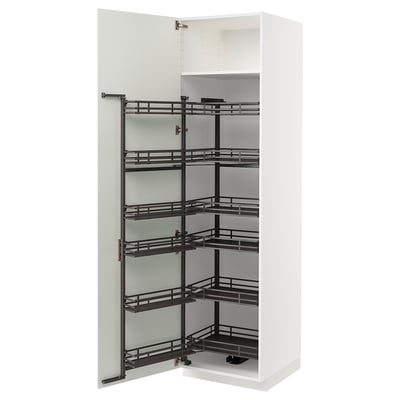 White METOD kitchen cabinet with pull-out shelves, modern design.