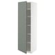 METOD tall white cabinet with teal door, adjustable shelves.