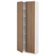 Modern white cabinet with walnut doors, adjustable shelves.