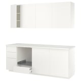 METOD Kitchen, white/Veddinge white, 230x60x227 cm