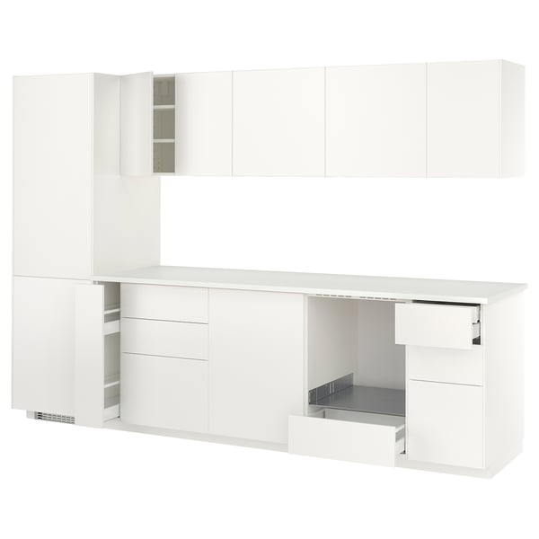 METOD Kitchen, white/Veddinge white, 304x60x208 cm