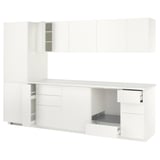 METOD Kitchen, white/Veddinge white, 304x60x208 cm