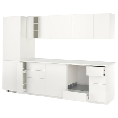 METOD Kitchen, white/Veddinge white, 304x60x208 cm