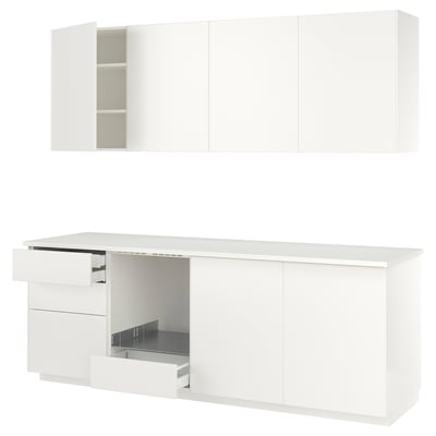 METOD Kitchen, white/Veddinge white, 246x60x227 cm