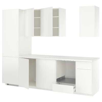 METOD Kitchen, white/Veddinge white, 287x60x228 cm