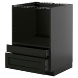 IKEA METOD gray kitchen cabinet with two open drawers, modern design.