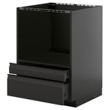 METOD black kitchen base unit, modern design with two drawers, metallic finish.