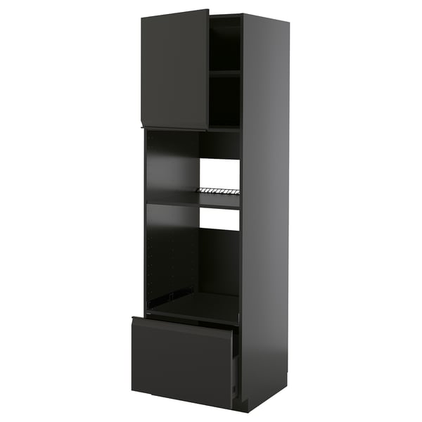 METOD / KNIVSHULT High cabinet f built-in appliances, black-grey/Upplöv matt anthracite, 60x60x200 cm