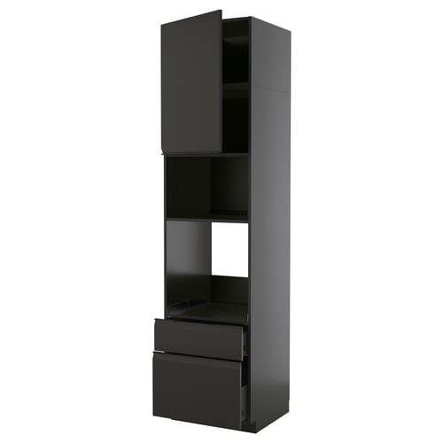 METOD / KNIVSHULT High cabinet f built-in appliances, black-grey/Upplöv matt anthracite, 60x60x240 cm