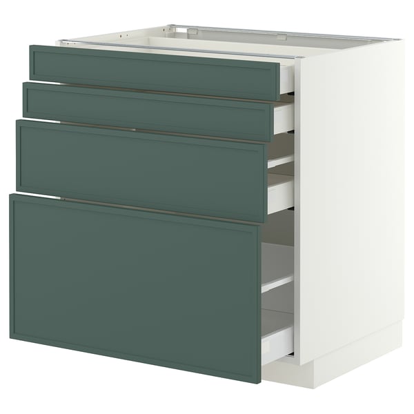 METOD / MAXIMERA Base cab 4 frnts/4 drawers, white/Aspudden dark grey-green, 80x60 cm