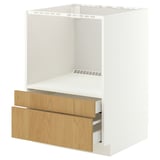 METOD / MAXIMERA Base cabinet f combi micro/drawers, white/Sinarp oak veneer, 60x60 cm