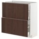 METOD / MAXIMERA Base cabinet with 2 drawers, white/Sinarp brown, 80x37 cm